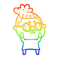 rainbow gradient line drawing cartoon annoyed woman