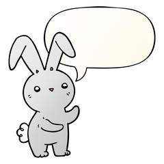 cute cartoon rabbit and speech bubble in smooth gradient style