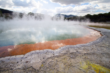 Geothermal area Wai-O-Tapu in New-Zealand hot water pool