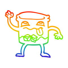rainbow gradient line drawing cartoon animated whisky glass