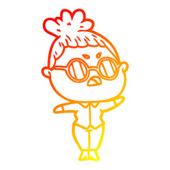 warm gradient line drawing cartoon annoyed woman