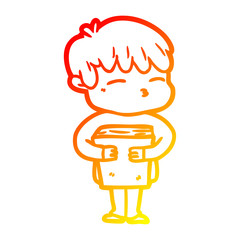 warm gradient line drawing cartoon curious boy