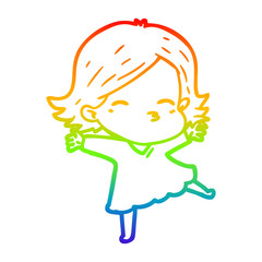 rainbow gradient line drawing cartoon woman
