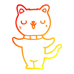 warm gradient line drawing cartoon cat