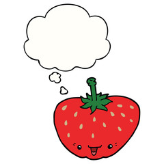 cartoon strawberry and thought bubble