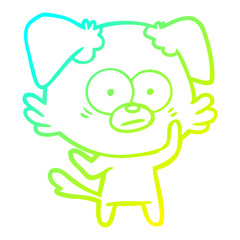 cold gradient line drawing nervous dog cartoon