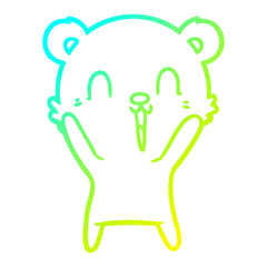 cold gradient line drawing happy cartoon polar bear