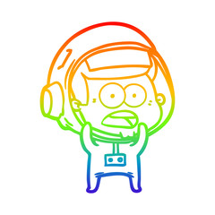 rainbow gradient line drawing cartoon surprised astronaut