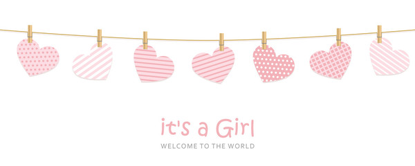 Fototapeta its a girl welcome greeting card for childbirth vector illustration EPS10 obraz