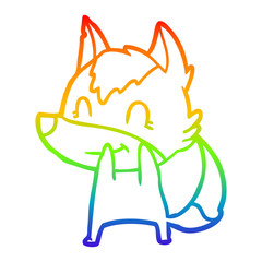 rainbow gradient line drawing friendly cartoon wolf