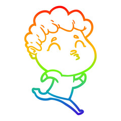 rainbow gradient line drawing cartoon man pouting