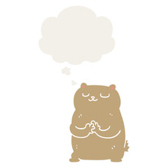 cartoon bear and thought bubble in retro style