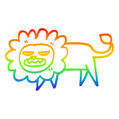 rainbow gradient line drawing cartoon angry lion