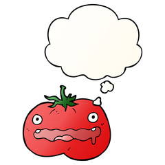 cartoon tomato and thought bubble in smooth gradient style