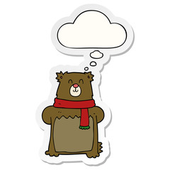 cartoon bear and thought bubble as a printed sticker