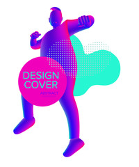 Bright poster with an abstract man in a fight position. Vector illustration