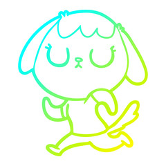 Obraz premium cold gradient line drawing cute cartoon dog
