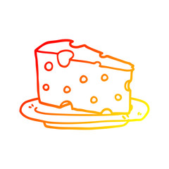 warm gradient line drawing cartoon cheese on plate