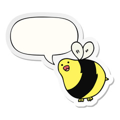 cartoon bee and speech bubble sticker