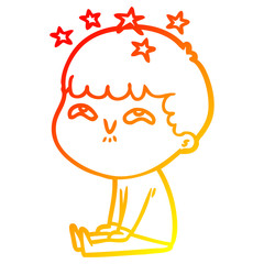 Obraz premium warm gradient line drawing cartoon amazed boy