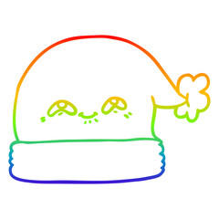 rainbow gradient line drawing cartoon christmas santa hat