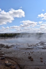 Famous Geysir Gheothermal area near Reykjavik in at the Golden Circle in Iceland