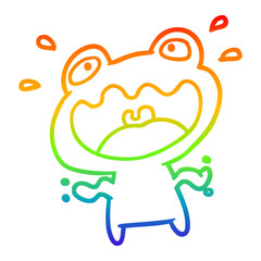 rainbow gradient line drawing cute frog frightened