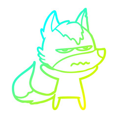 cold gradient line drawing cartoon annoyed wolf