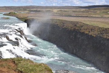 The big Gullfoss Waterfall near Reykjavik at the Golden Circle in Iceland