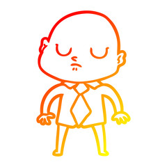 warm gradient line drawing cartoon bald man