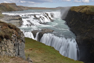 The big Gullfoss Waterfall near Reykjavik at the Golden Circle in Iceland