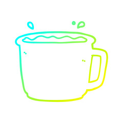 cold gradient line drawing cartoon coffee cup