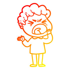 warm gradient line drawing cartoon furious man