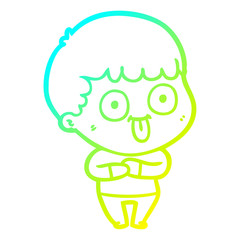 cold gradient line drawing cartoon dumb kid