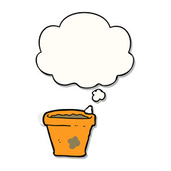 cartoon plant pot and thought bubble as a printed sticker