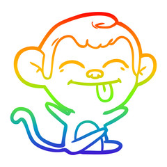 rainbow gradient line drawing funny cartoon monkey