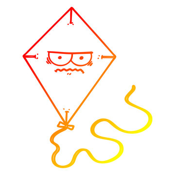 recommend clip art: warm gradient line drawing cartoon angry kite