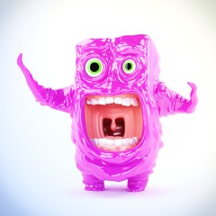 Lovely crying monster / 3d render of cute emotional character