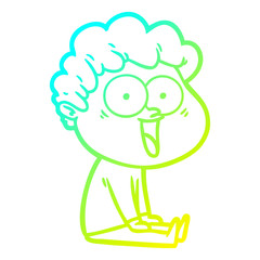 cold gradient line drawing cartoon happy man