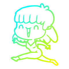 cold gradient line drawing cartoon woman