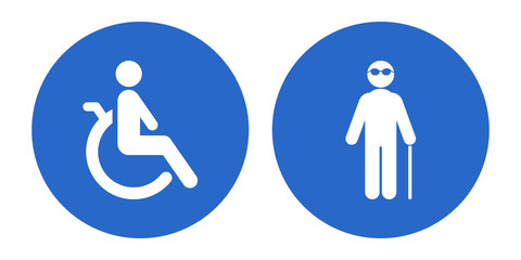 Disabled person symbol. Blind man sign. Vector icon.