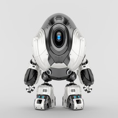 Alien robot with huge hood head, 3d rendering