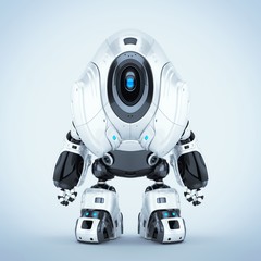 Alien robot with huge hood head, 3d rendering