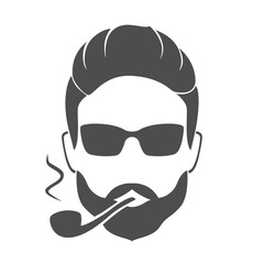 Hipster smoking tobacco pipe. Vector illustration.