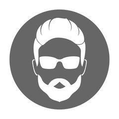 Hipster face avatar. Vector icon.