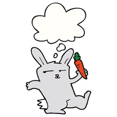 cartoon rabbit with carrot and thought bubble