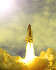 Rocket liftoff. The elements of this image furnished by NASA.