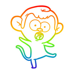 rainbow gradient line drawing cartoon shocked monkey
