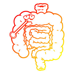 warm gradient line drawing cartoon unhealthy intestines