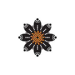 Aboriginal art dots painting icon logo design vector template